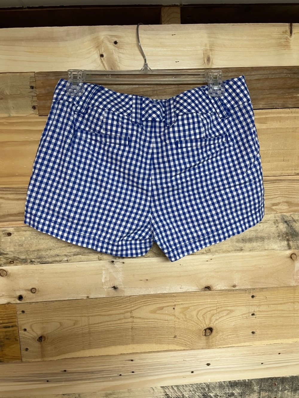 J. Crew size 2 Blue and White Gingham Mid-Rise Lightweight Chino Shorts - Picture 8 of 10